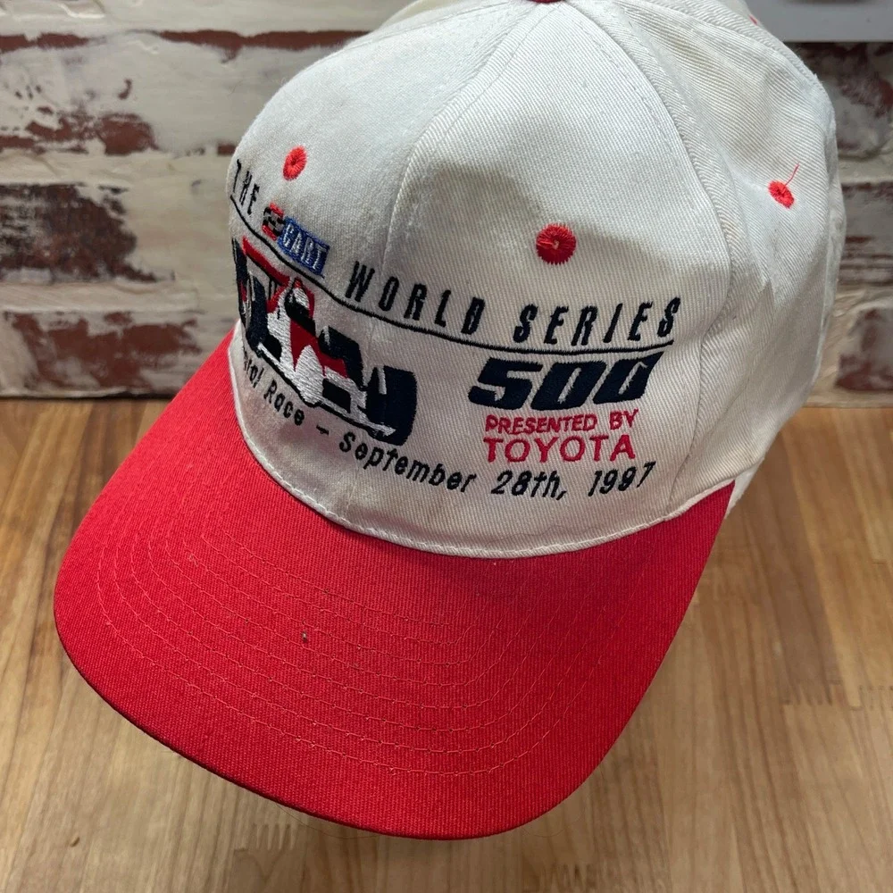 Vintage 1997 CART World Series 500 Inaugural Race Snapback Hat Toyota White Red